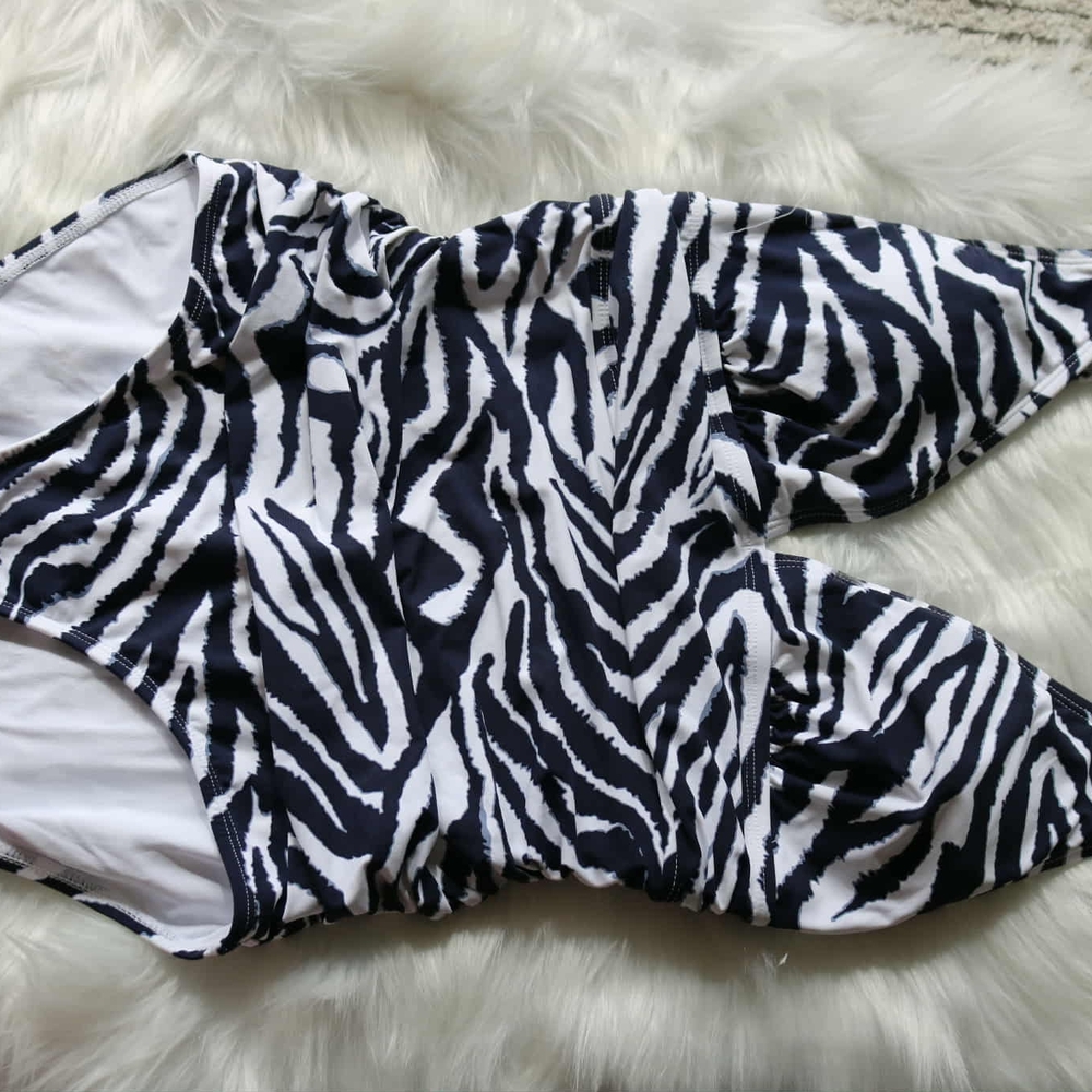 Retrofete Black and White Zebra Print Swimsuit